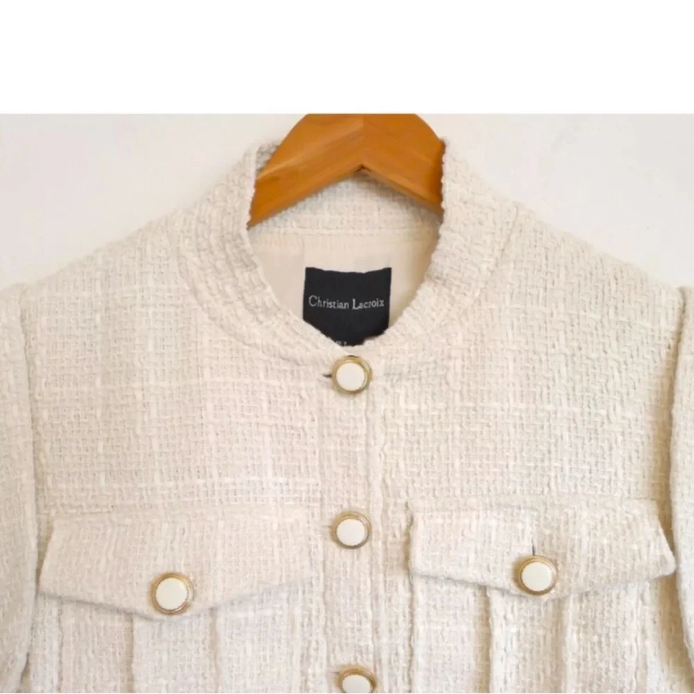 Christian Lacroix Boucle’ Tweed Crop Vest Sleeveless Jacket Intermix $395 - Picture 15 of 16